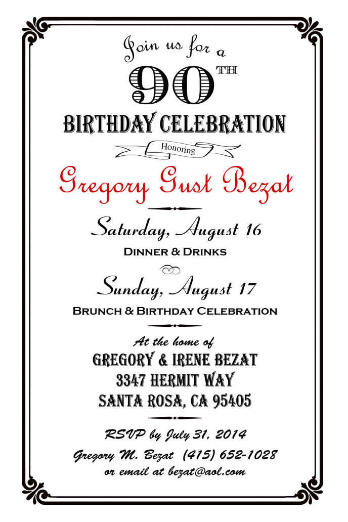 Bezat 90th Invitation